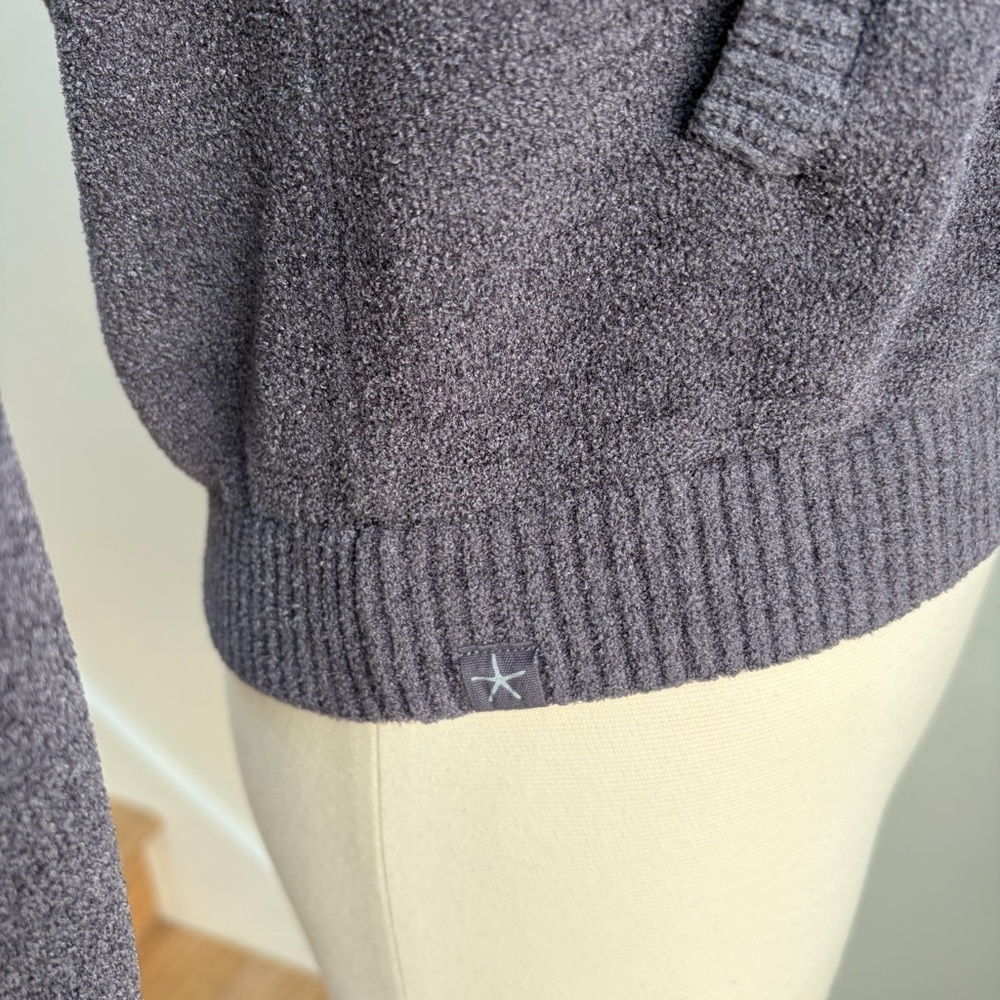 Barefoot Dreams CozyChic Jacket Ultra Lite Bomber Full Zip Blue Gray Size 12 14 - Picture 10 of 14